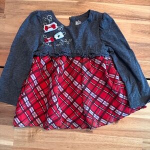 Kids Headquarters Girls Red and Grey Plaid Dress Size 18M